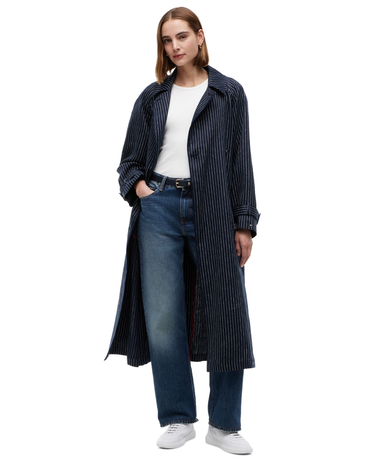 Tommy Hilfiger Women's Nautical Stripe Trench Coat