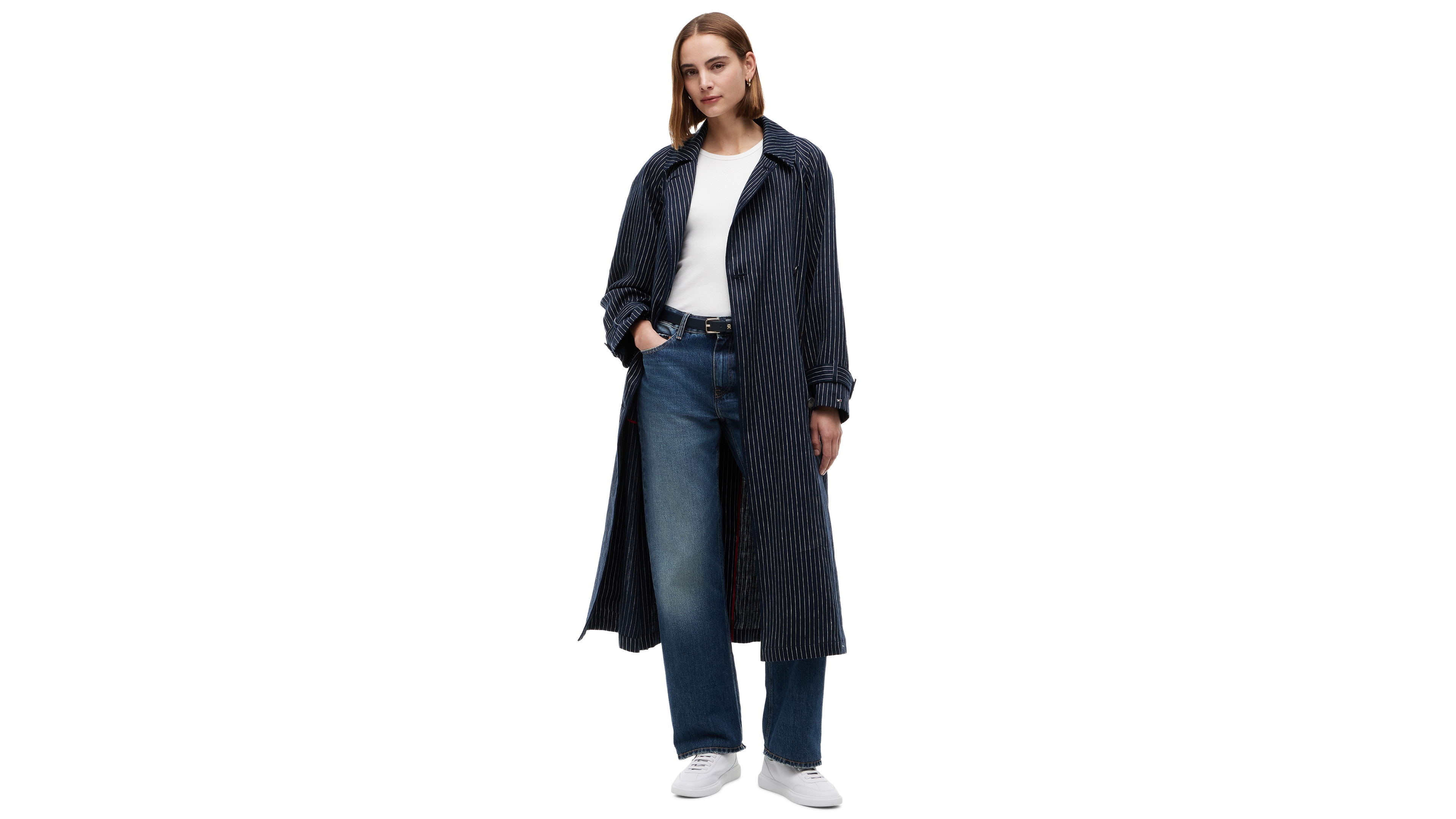 Tommy Hilfiger Women's Nautical Stripe Trench Coat