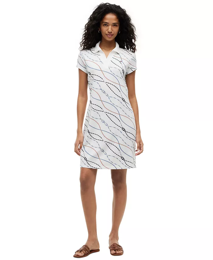 Women's Cotton-Blend Short-Sleeve Polo Dress