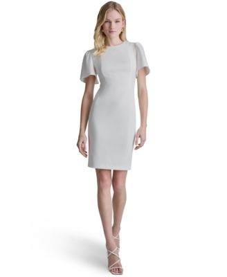 Women's Flutter Short-Sleeve Sheath Dress