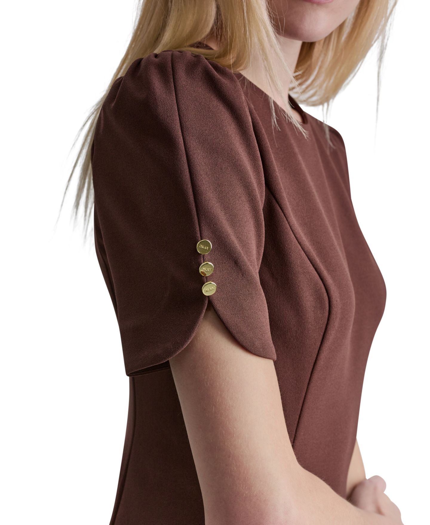 Женское платье DKNY с круглым вырезом и коротким рукавом, цвет: Java — фото 5
