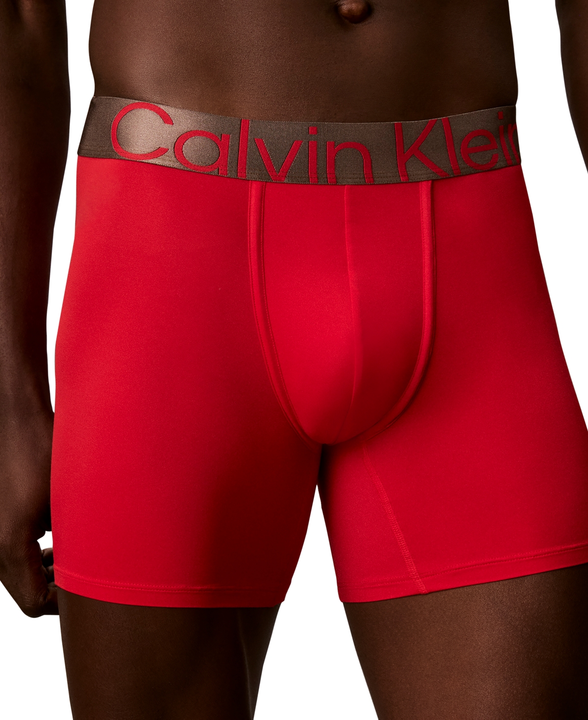 Calvin Klein Men's Bronze Brushed-Microfiber Stretch Boxer Brief - Goji berry