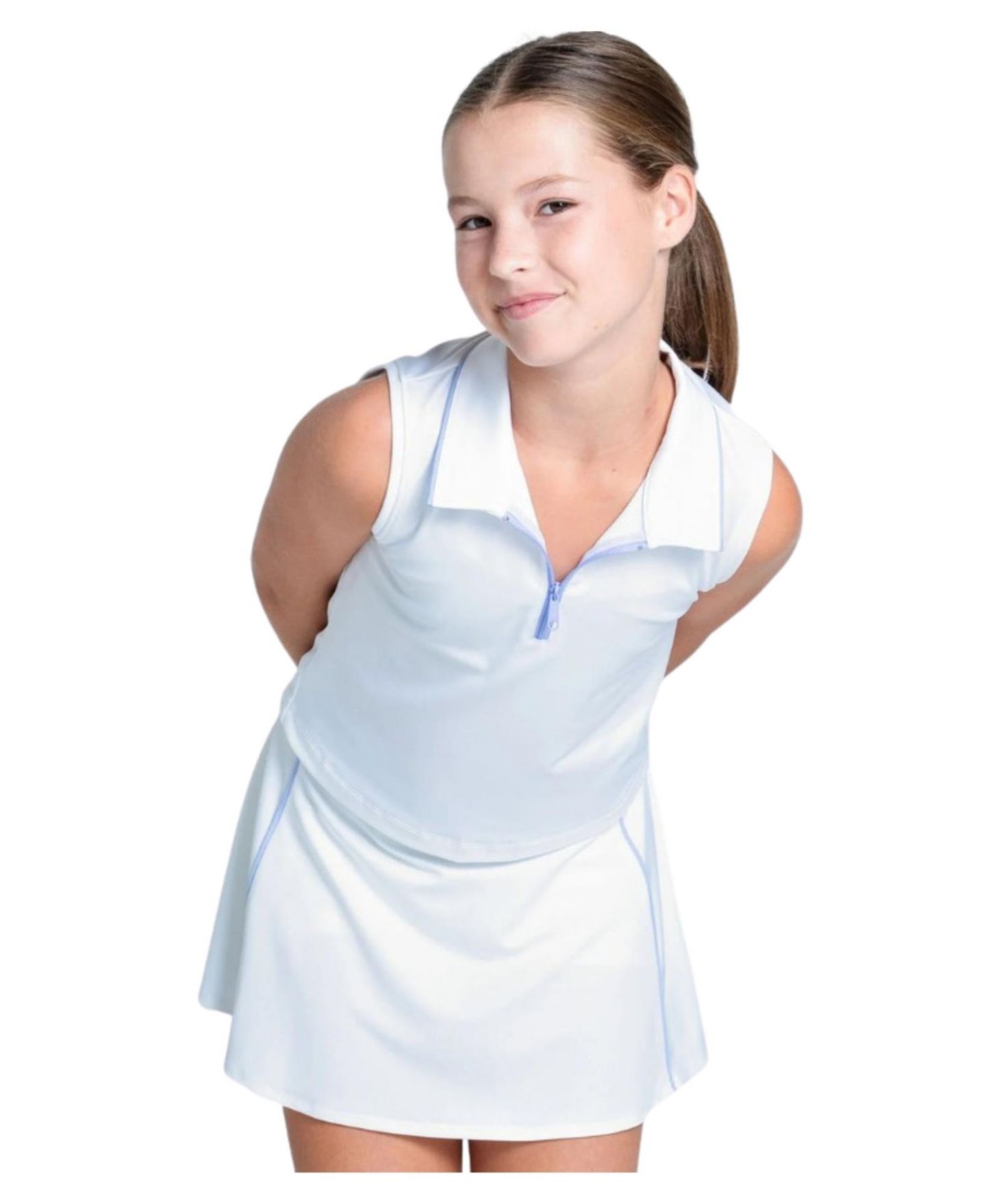 Женское поло Lucky In Love Club Zip Sleeveless Golf Polo, цвет: Белый — фото 3