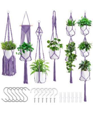 6 Pack Macrame Hanging Planters Indoor Outdoor Plant Hangers