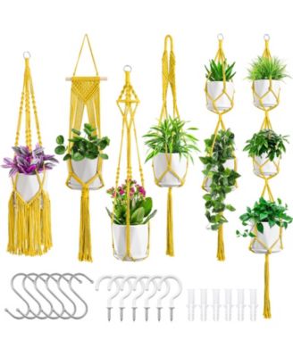 6 Pack Macrame Hanging Planters Indoor Outdoor Plant Hangers