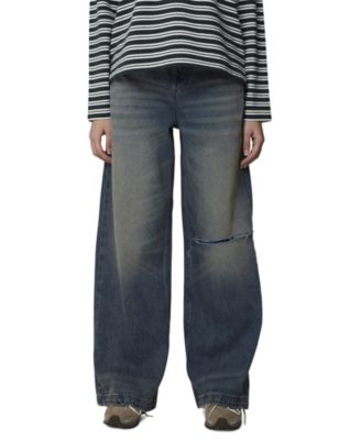 Women's Wide-Leg Mid-Rise Ripped Jeans