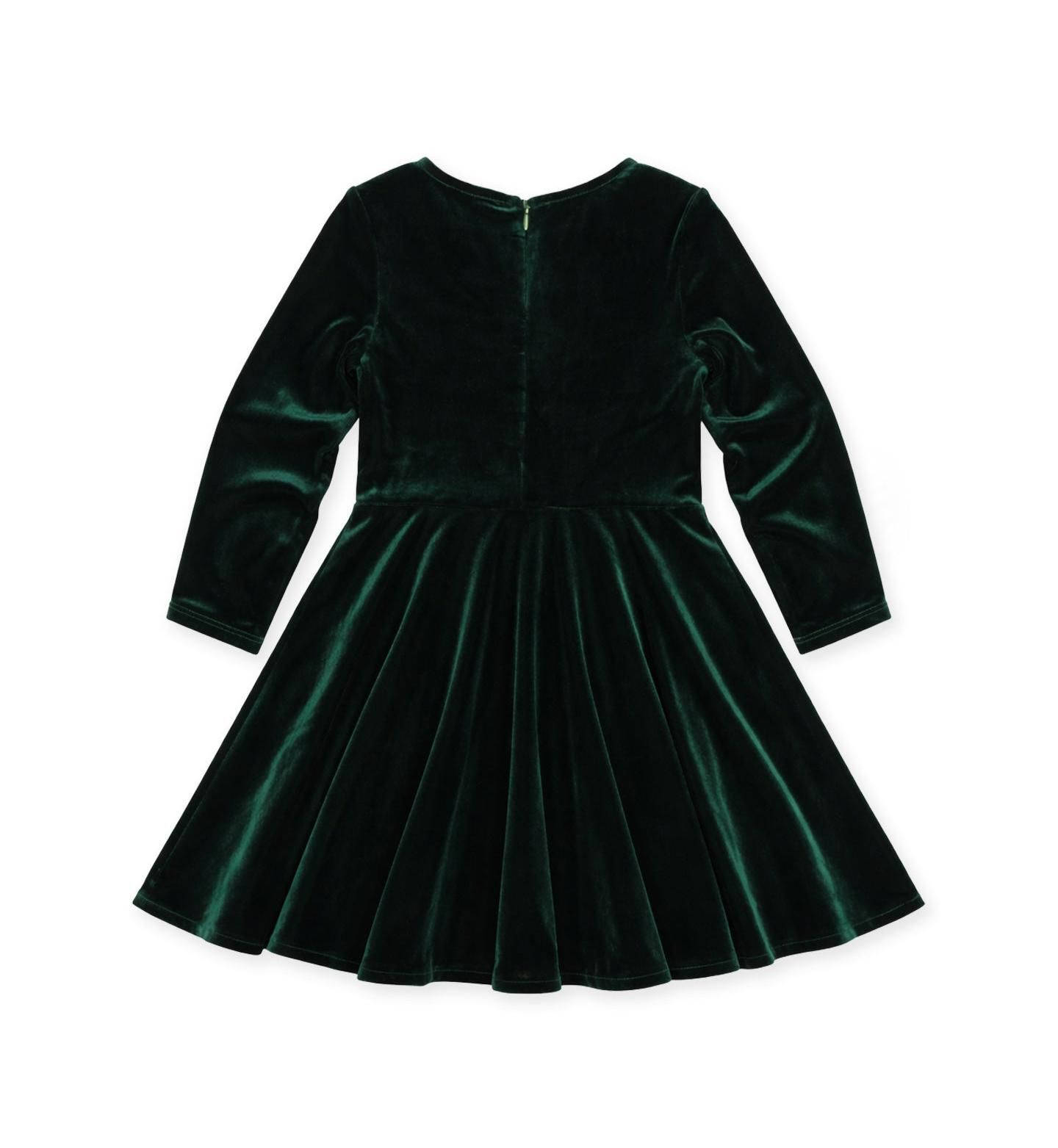Платье Florence Eiseman Long-Sleeve Stretch Velvet Dress with Hand-Stitched Pearls для девочек-малышей, цвет: Зелёный бархатный — фото 4