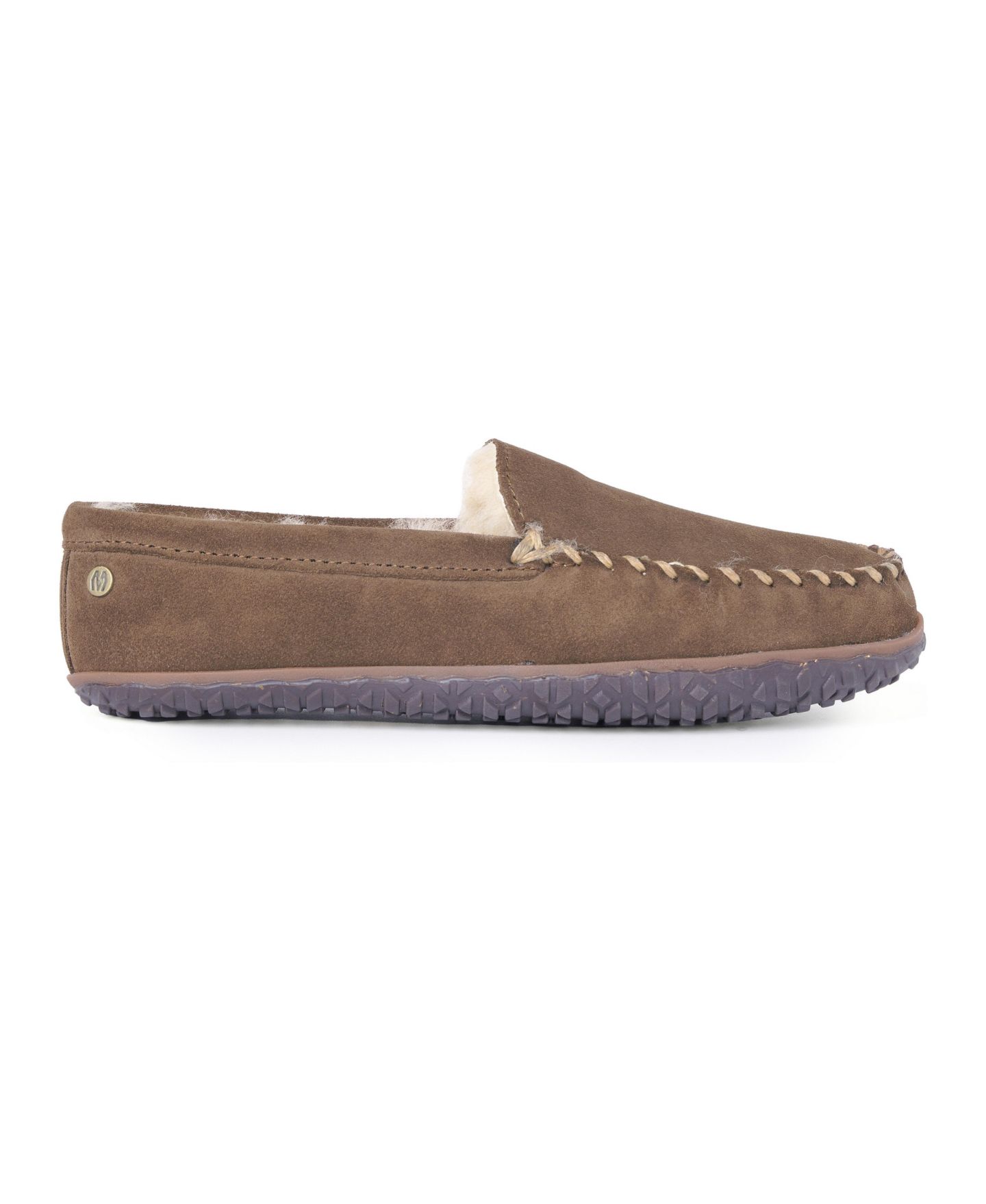Мужские тапочки Minnetonka Suede Sheepskin Tobie Slippers, цвет: Коричневый, вариант 1 — фото 3