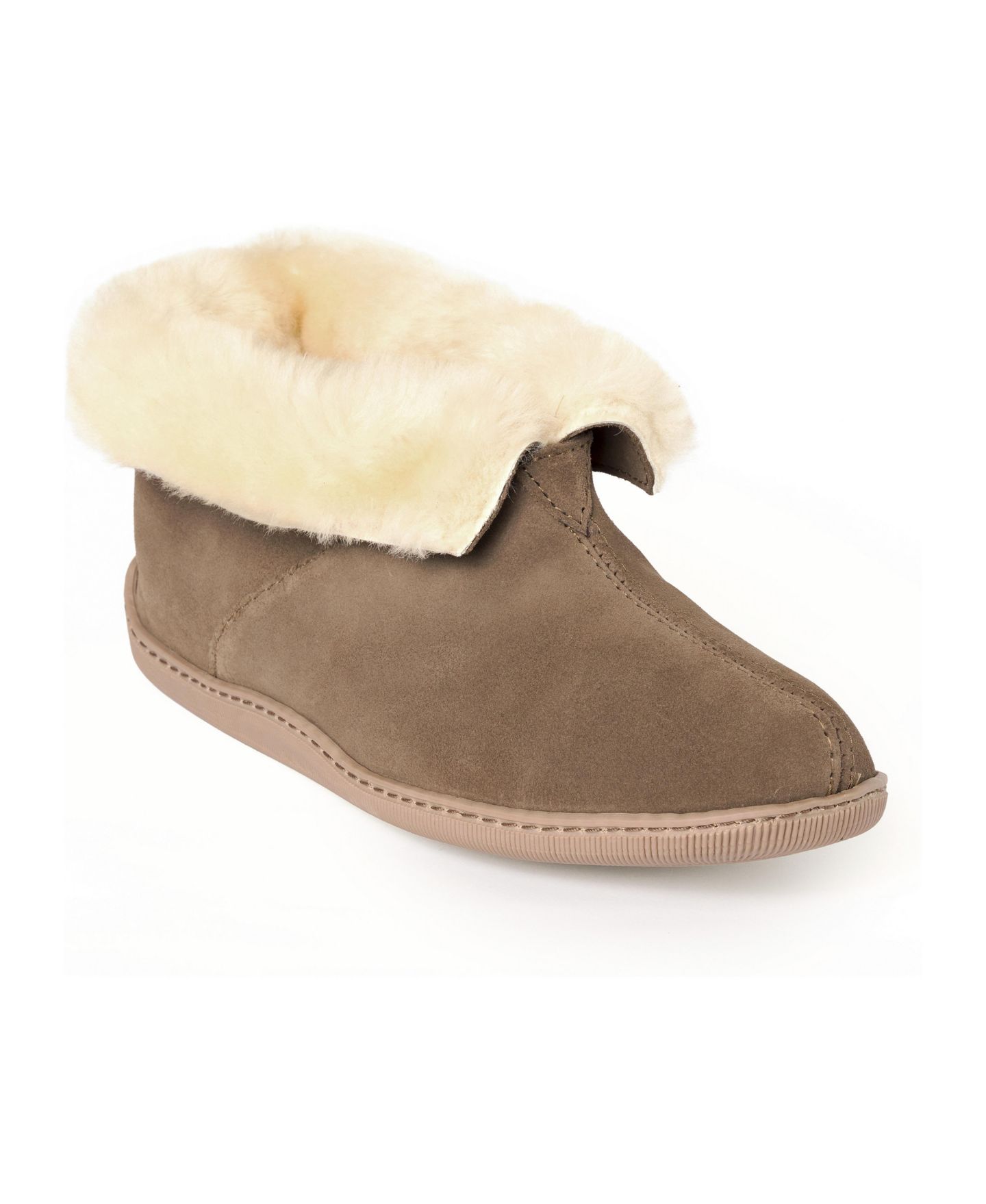 Мужские тапочки Minnetonka Sheepskin Ankle Boot Slipper, цвет: Коричневый — фото 1