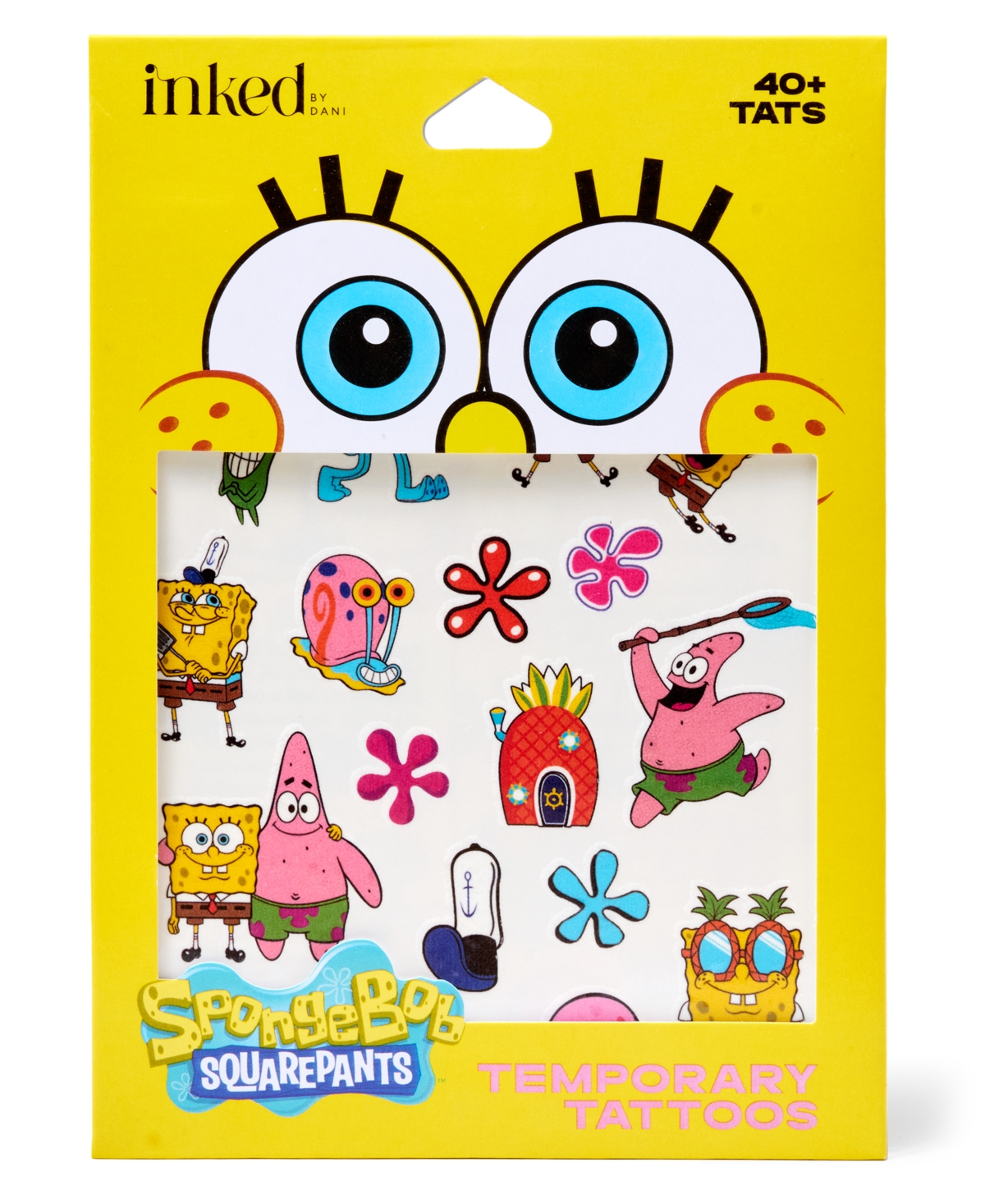 Inked By Dani Best Day Ever SpongeBob Waterproof Temporary Tattoo, 2-Piece Set