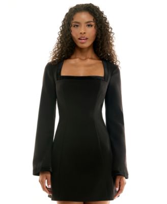 Juniors' Square Neck Bell Sleeve Mini Dress
