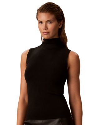 Petite Cutaway Mock Neck Knit Tank