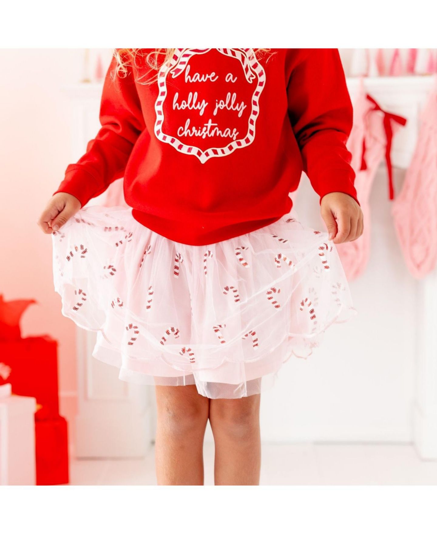 Толстовка Sweet Wink Holly Jolly Sequin Bow Patch Crewneck для девочек, цвет: Красный — фото 3