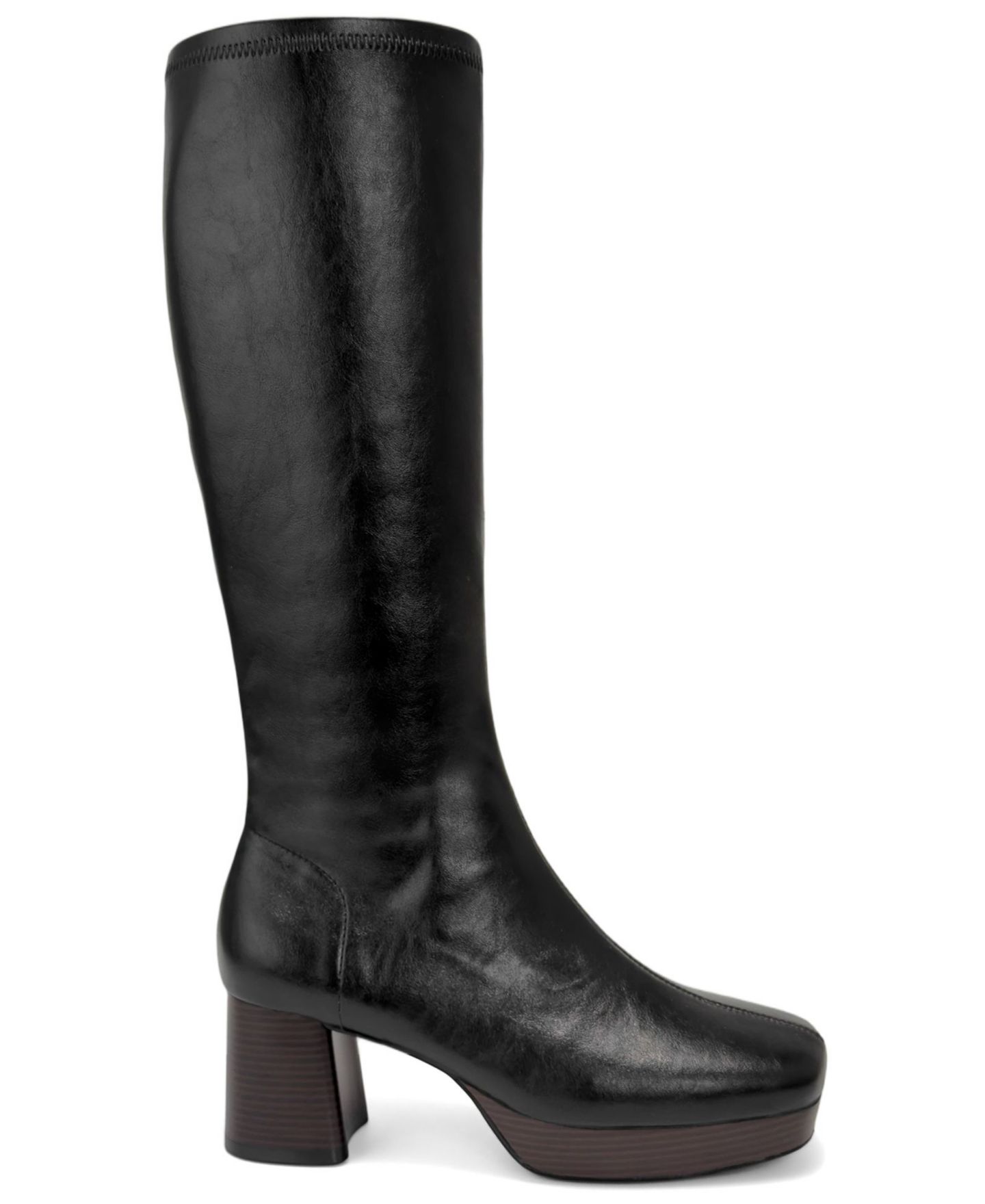 Женские ботинки Aerosoles Sasha Over-the-Knee Square-Toe Platform, цвет: Чёрная искусственная кожа — фото 2