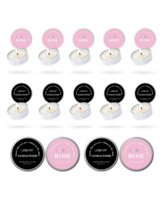 10-Piece Mini Sandalwood and Rose Soy Wax Travel Candles Gift Set
