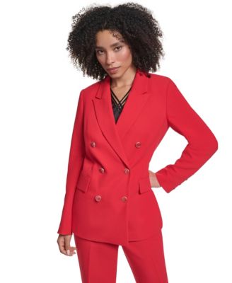 Women's Double-Breasted Shoulder-Padded Blazer