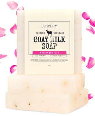 Handmade Goat Milk Soap Bars with  Shea Butter - 3Pack Hydrangea Rose Scent Made in USA