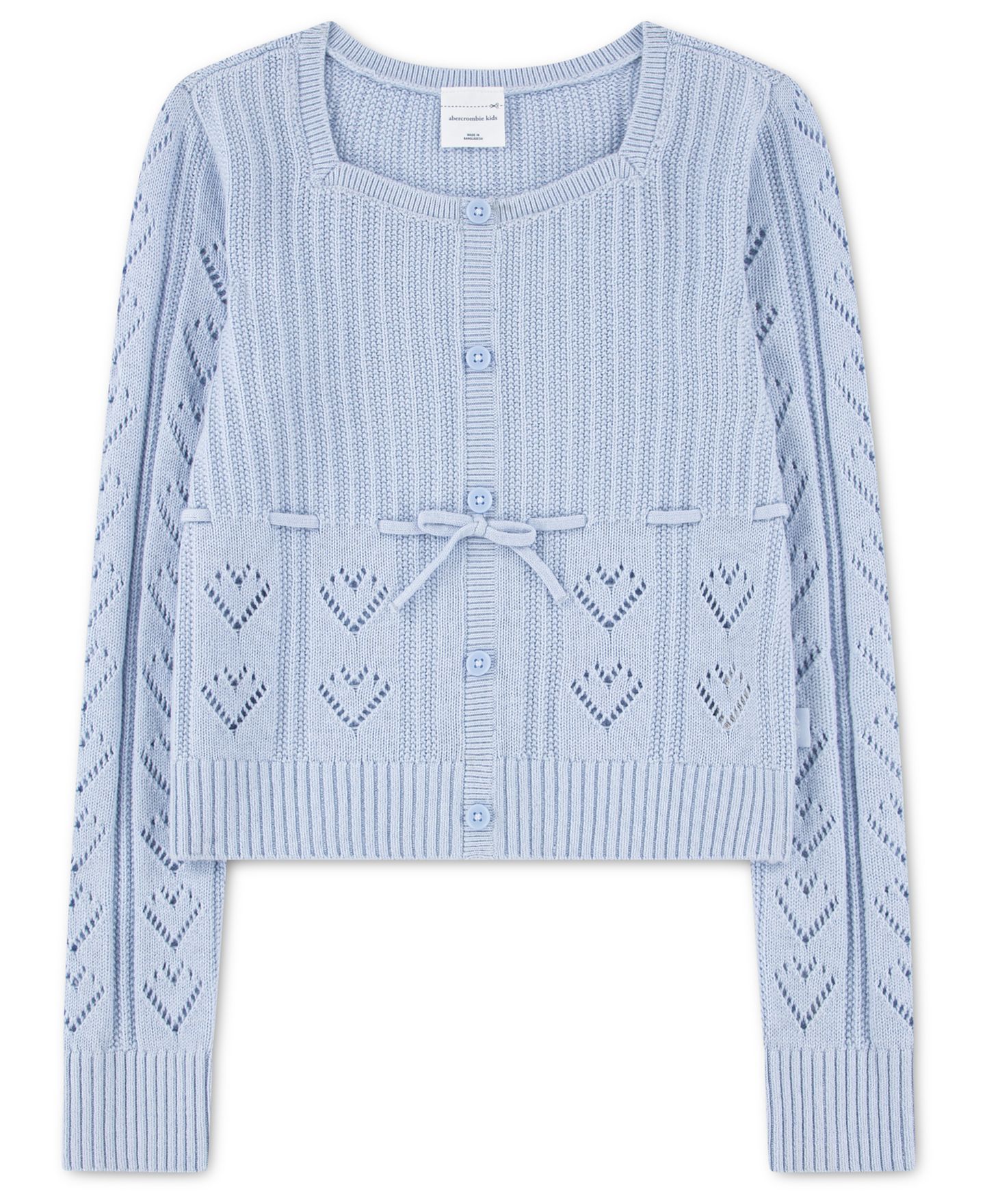 Детский свитер abercrombie kids Babydoll с сердцем, длинный рукав, 5-18, цвет: Синий — фото 1