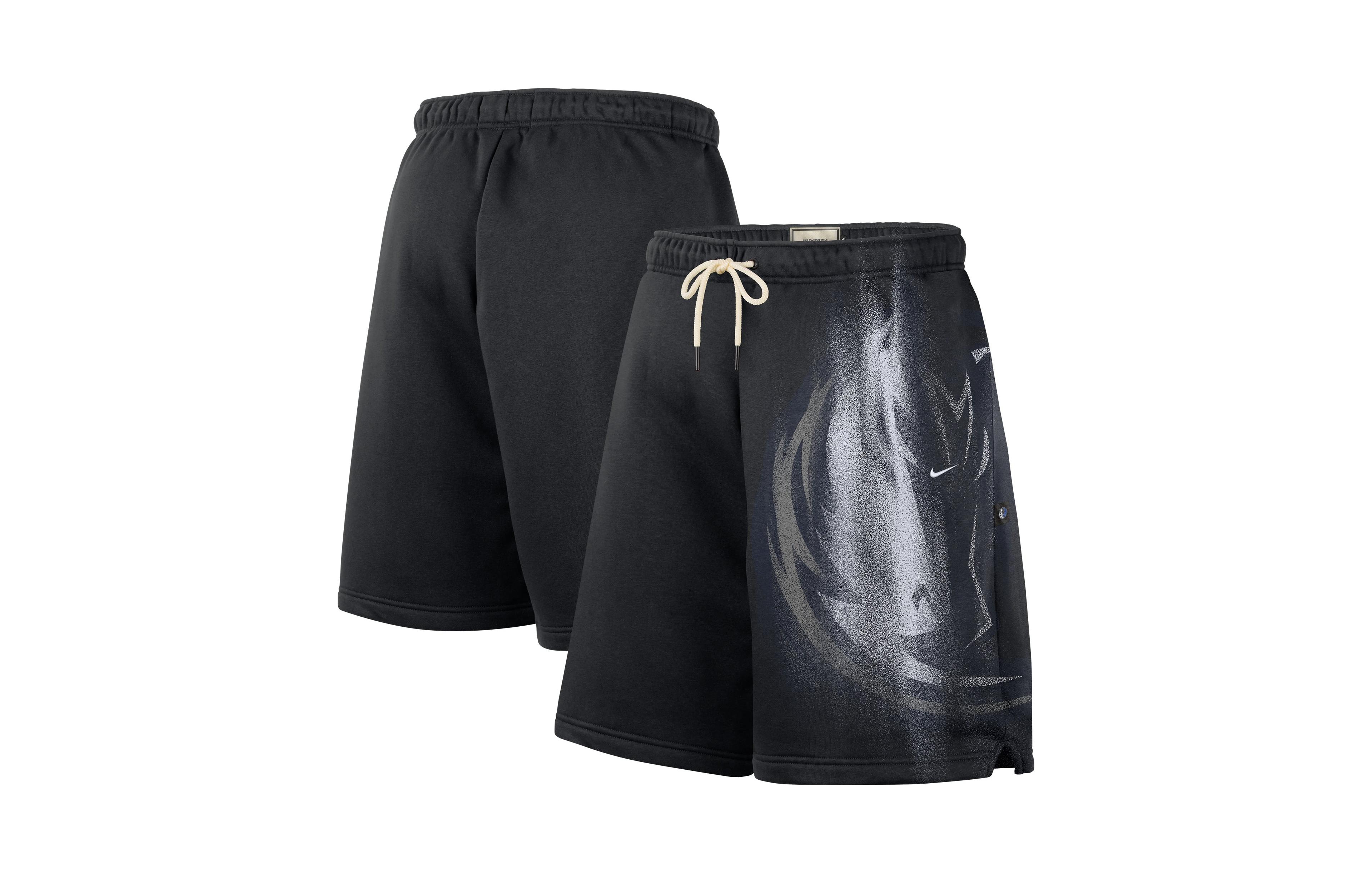 Nike Men's Black/ White Dallas Mavericks Icon Practice Fleece Shorts