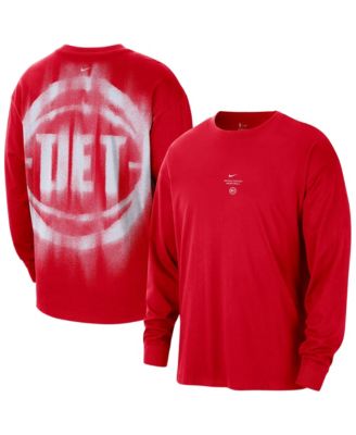 Men's Red Detroit Pistons 2026 Standard Issue Pre-Game Performance Long Sleeve T-Shirt