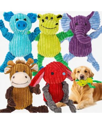 5 Pack Squeaky Plush Dog Toys Bundle For All Breed Dogs Interactive Chew Toys