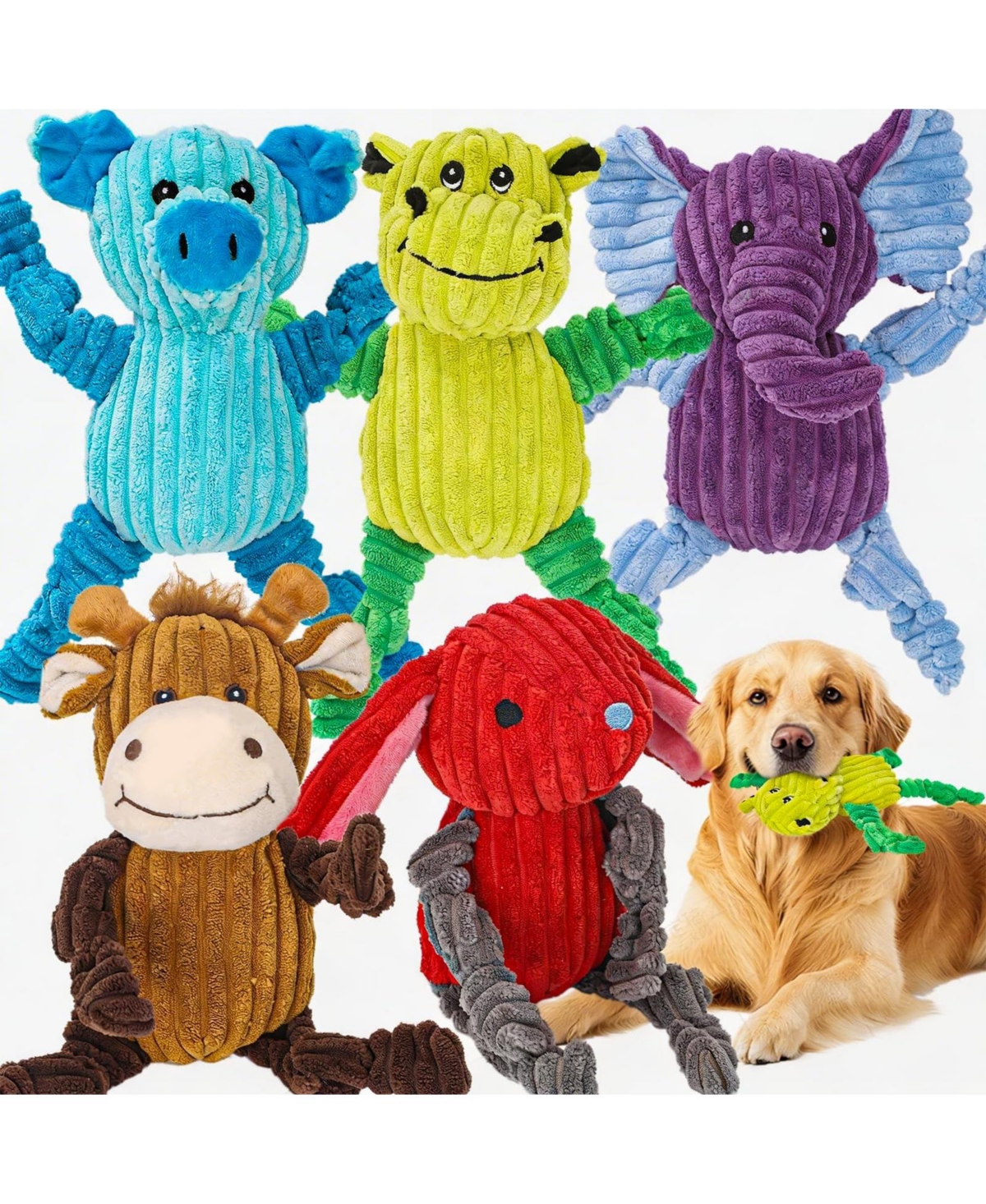 Magicorange 5 Pack Squeaky Plush Dog Toys Bundle For All Breed Dogs Interactive Chew Toys