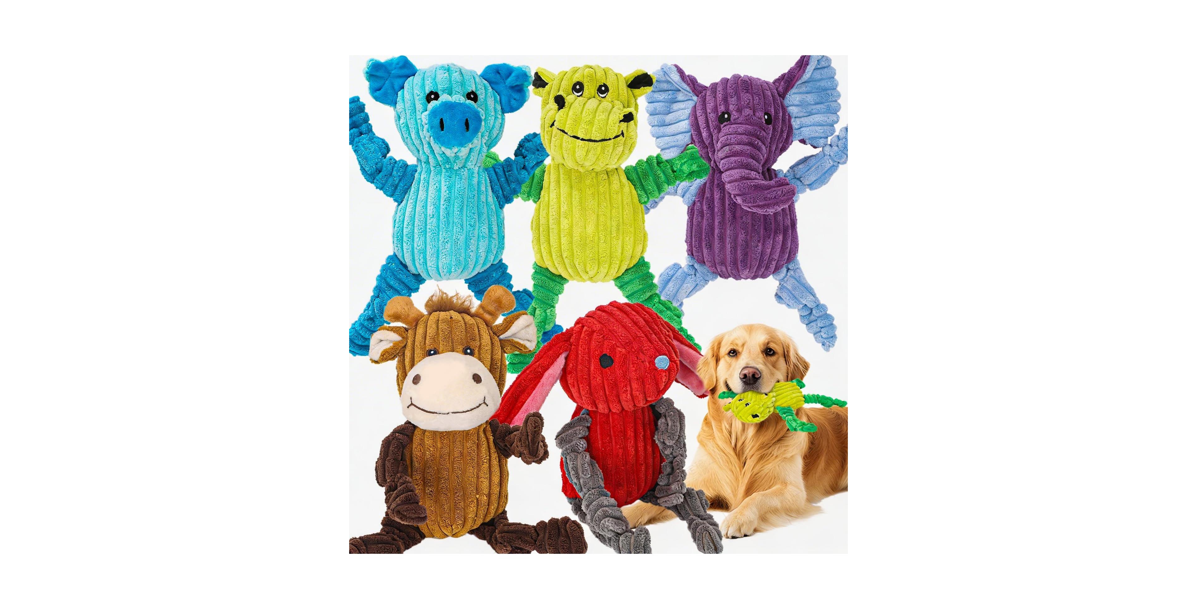 Magicorange 5 Pack Squeaky Plush Dog Toys Bundle For All Breed Dogs Interactive Chew Toys