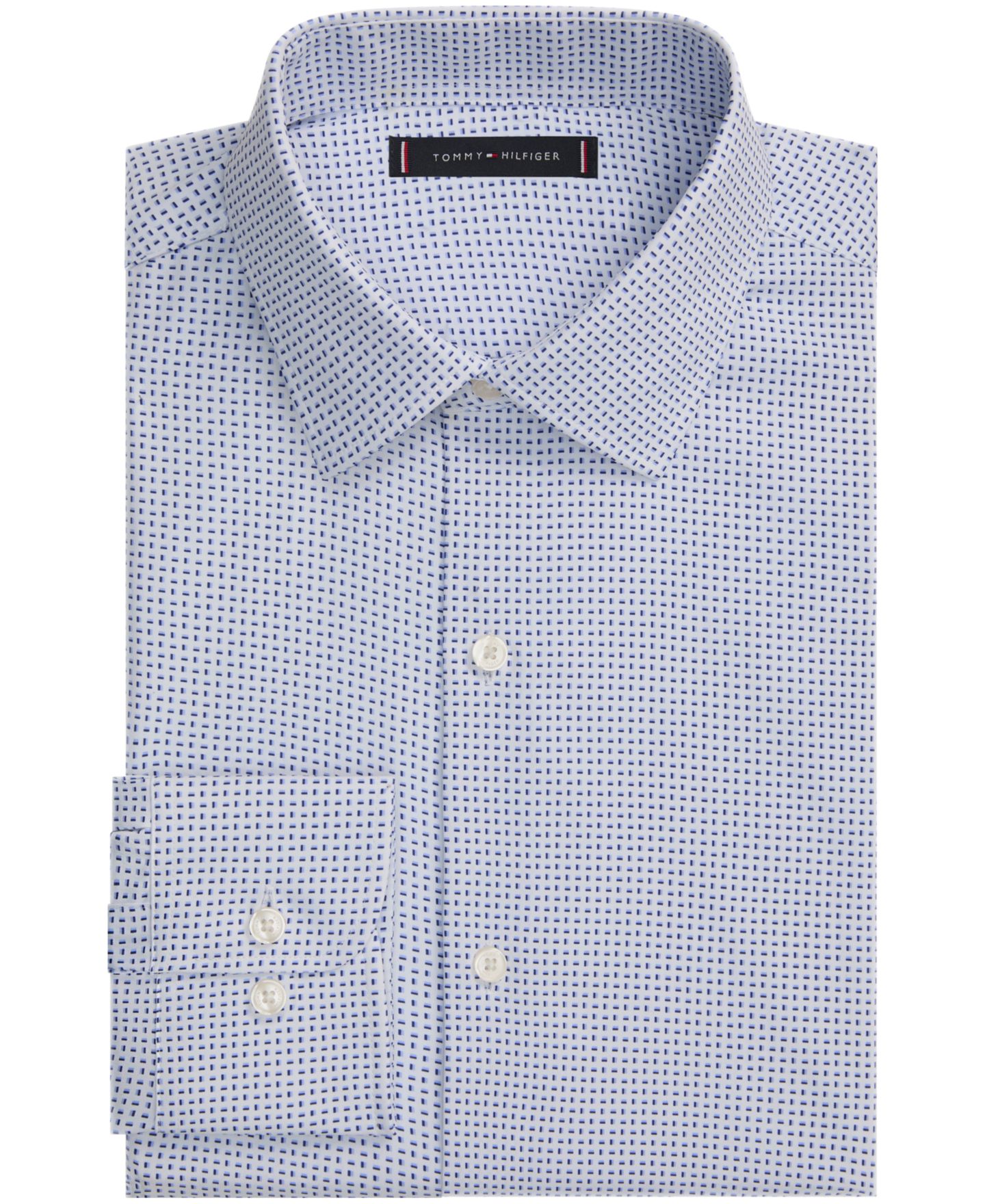 Мужская рубашка Tommy Hilfiger TH Tech Athletic-Fit Spread-Collar Dress Shirt, цвет: Белый — фото 3