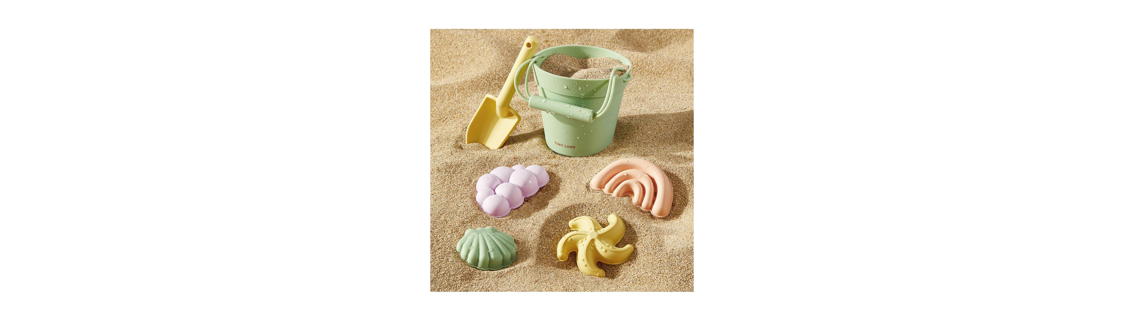 Tiny Land Sand-Buddies Silicone 6-Piece Sand Toy Set, Ages 1-4