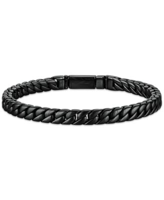 Black IP Stainless Steel Hand-Woven Double Layer Curb Link Box Clasp 8.5" Bracelet