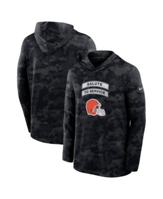Men's Black Cleveland Browns 2026 Salute to Service Sideline Lightweight Hooded Pullover