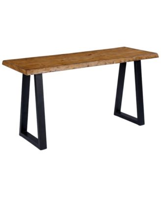 Solid Wood Counter Height Bar Table with Metal Frame for Dining Area