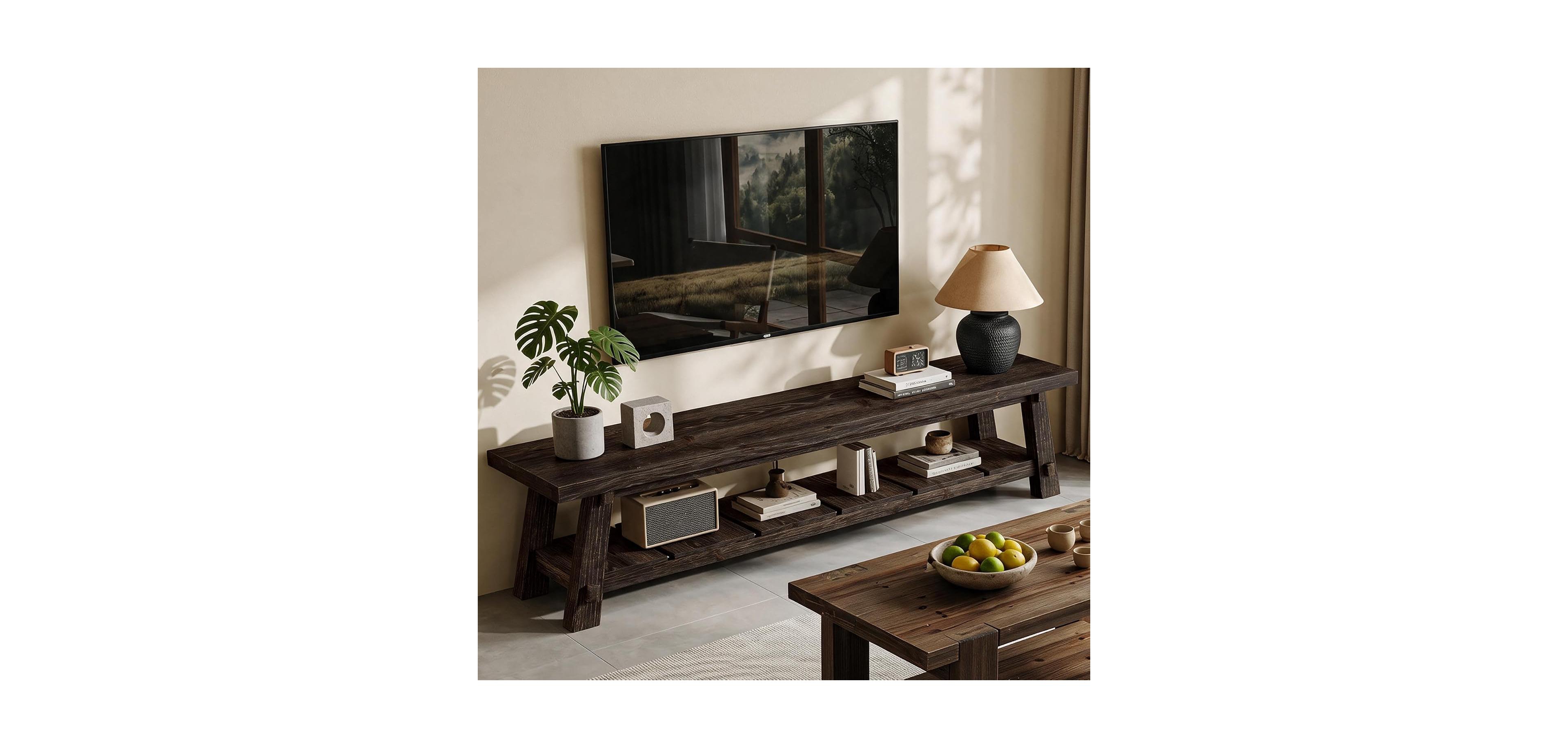 Tribesigns 71 Inches Extra Long Tv Stand for TVs up to 85 Solid Wood
