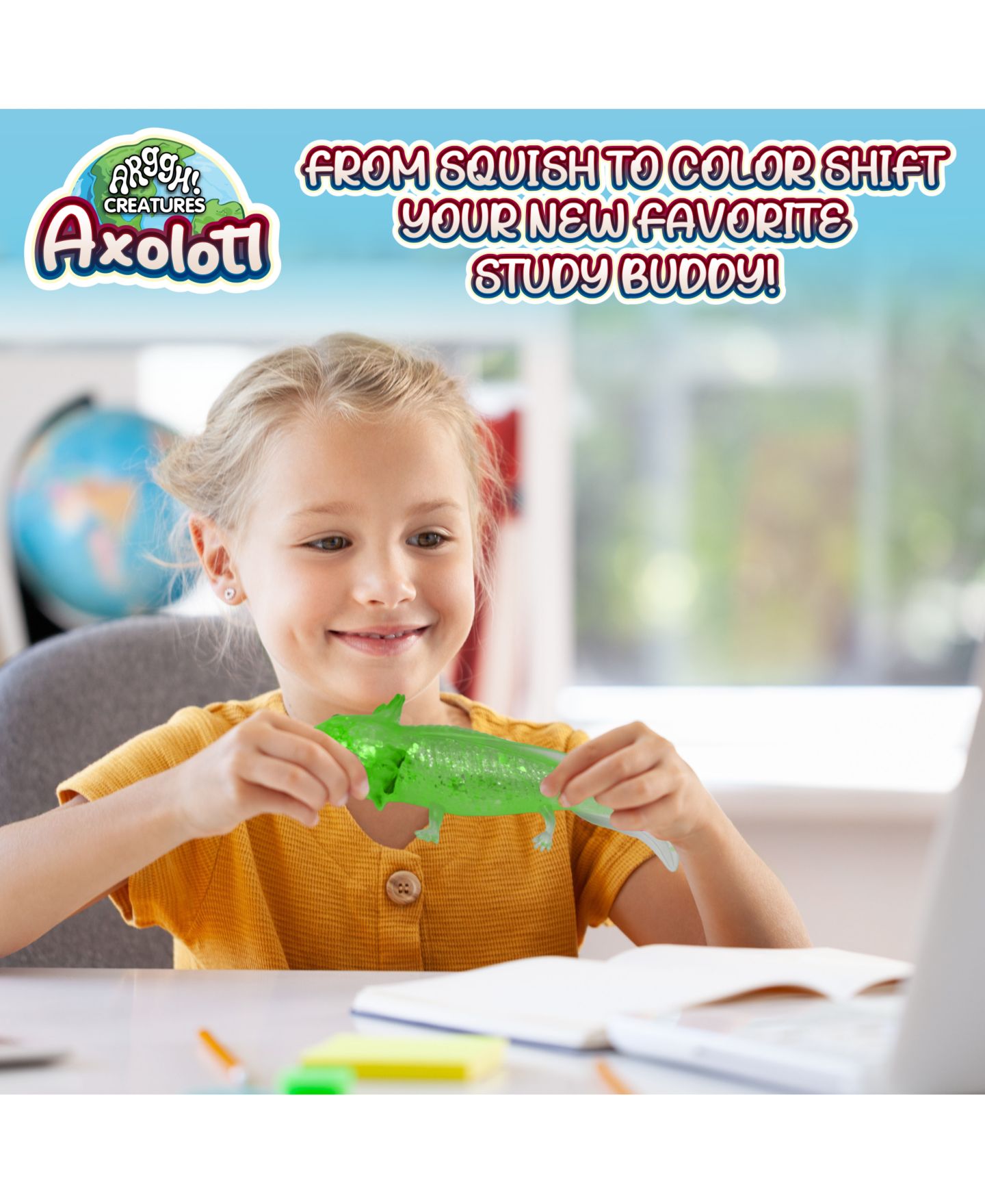 Детский мяч Power Your Fun Axolotl Color-Changing Stem Certified Stress Ball, Ages 3+ — фото 5
