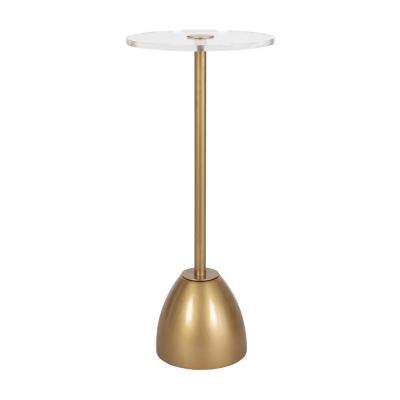 Acari Round Drink Table Decorative End Table with Circle Acrylic Tabletop for Use as Small Plant Stand or Living Room Accent