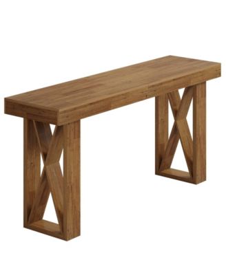 Modern Rectangular Bar Table with X Shaped Frame and Counter Height Design