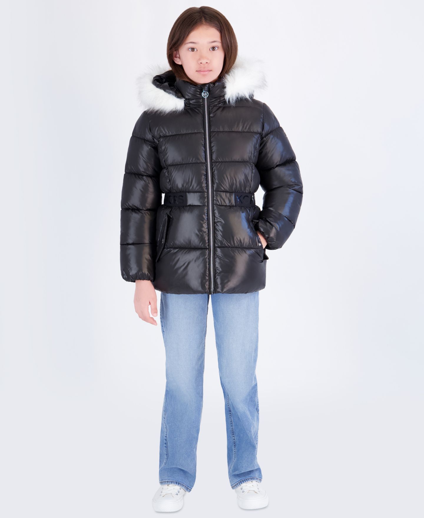 Куртка Michael Kors Girls' 7-16 Hooded Heavy-Weight Puffer, цвет: Чёрный — фото 2