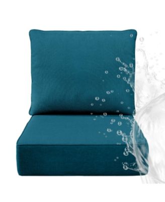 6" Thick 24 x 24 in Outdoor Chair Cushions Set, Waterproof Fade-Resistant Deep Seat Cushions, Seat and Backrest