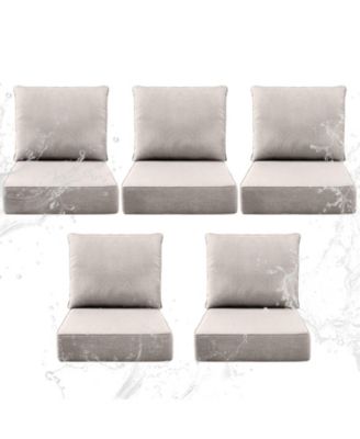 6" Thick 24 x 24 in Outdoor Chair Cushions Set, Waterproof Fade-Resistant Deep Seat Cushions, Seat and Backrest