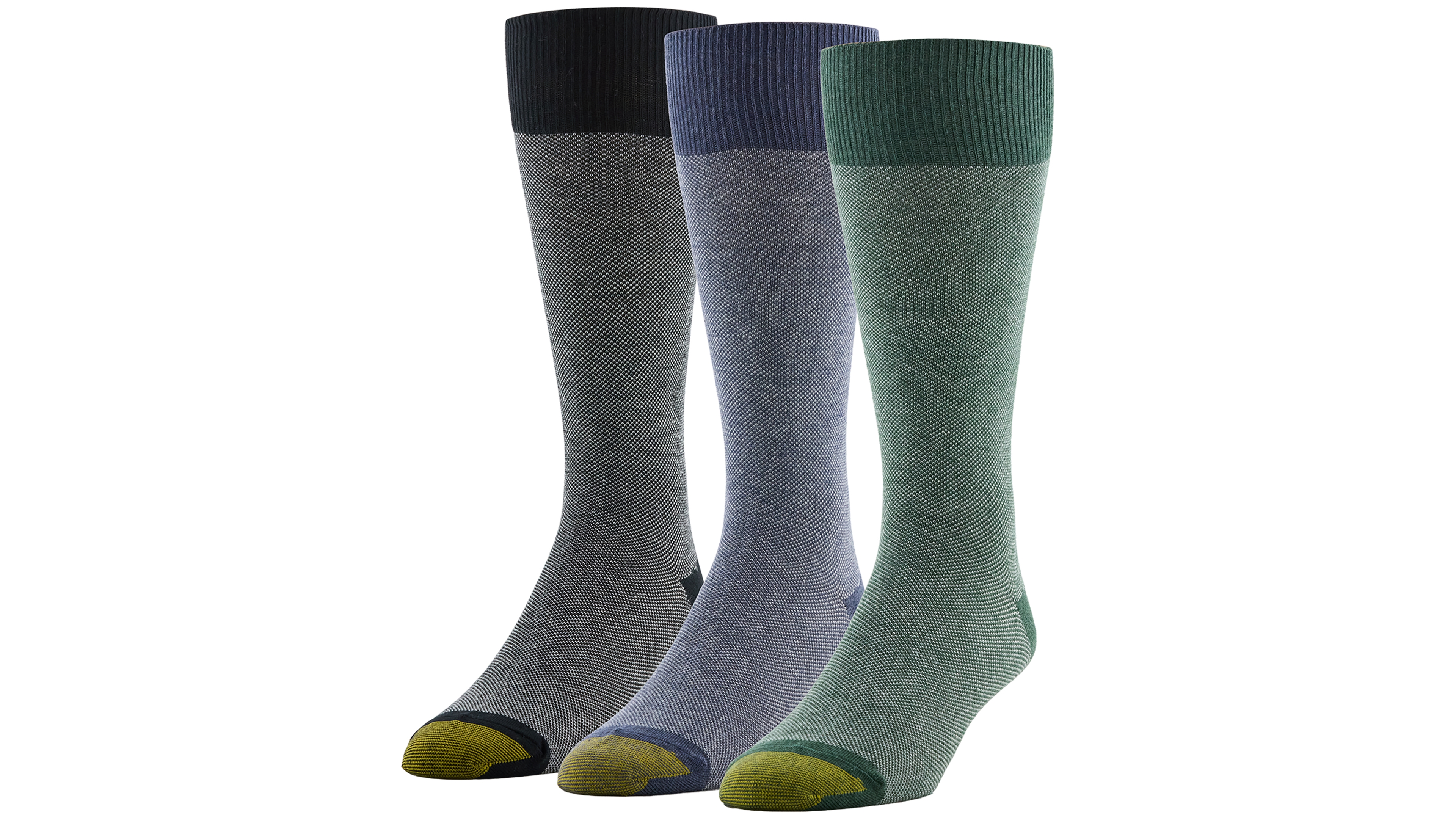 Gold Toe Men's Classic Two Feed Ribbed Cuffs Crew Socks, 3-Pack