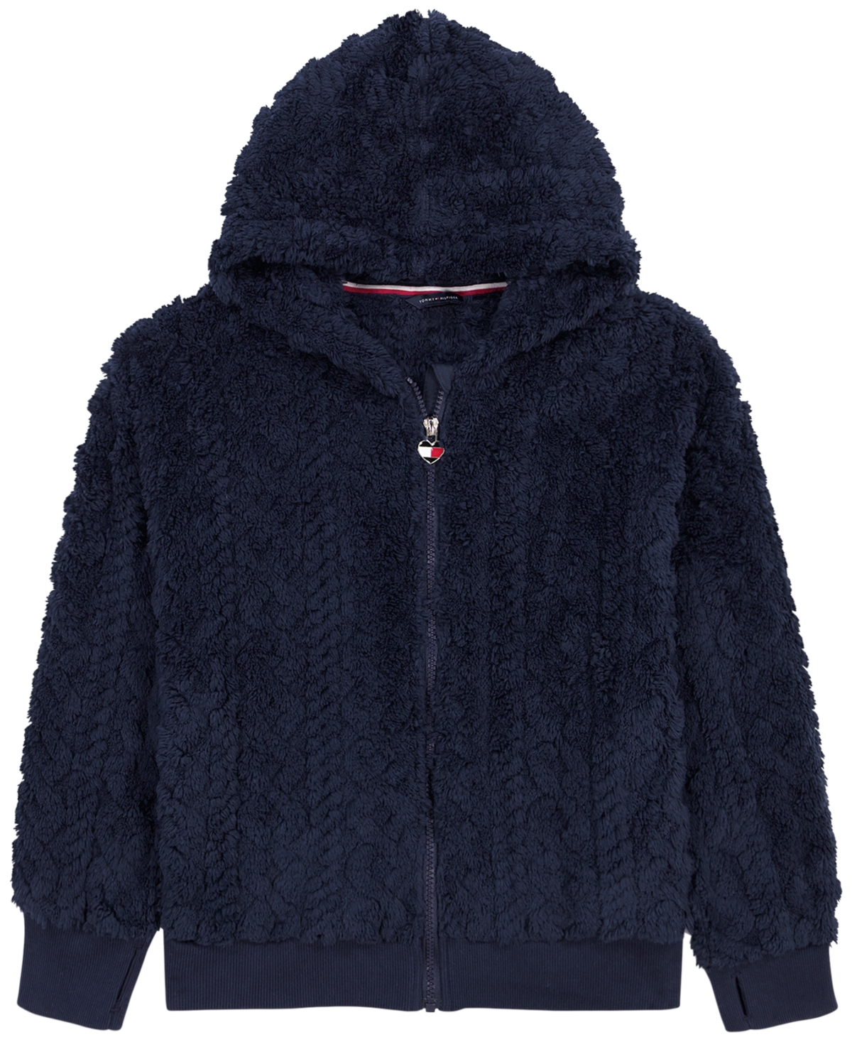 Tommy Hilfiger Girls' 7-16 Full-Zip Sherpa Drop-Shoulder Hoodie - Navy Blazer