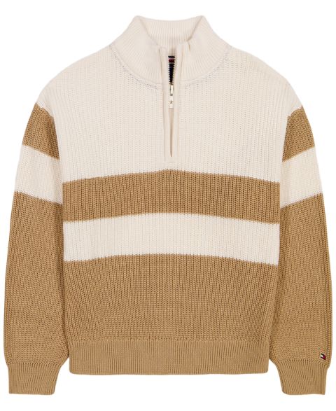 Свитер Tommy Hilfiger Quarter-Zip Ribbed для девочек, цвет: Верблюжий