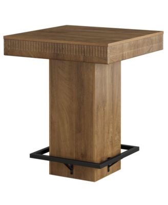 Bistro Bar Table with Square Top and Metal Footrest for Kitchen and Dining Room