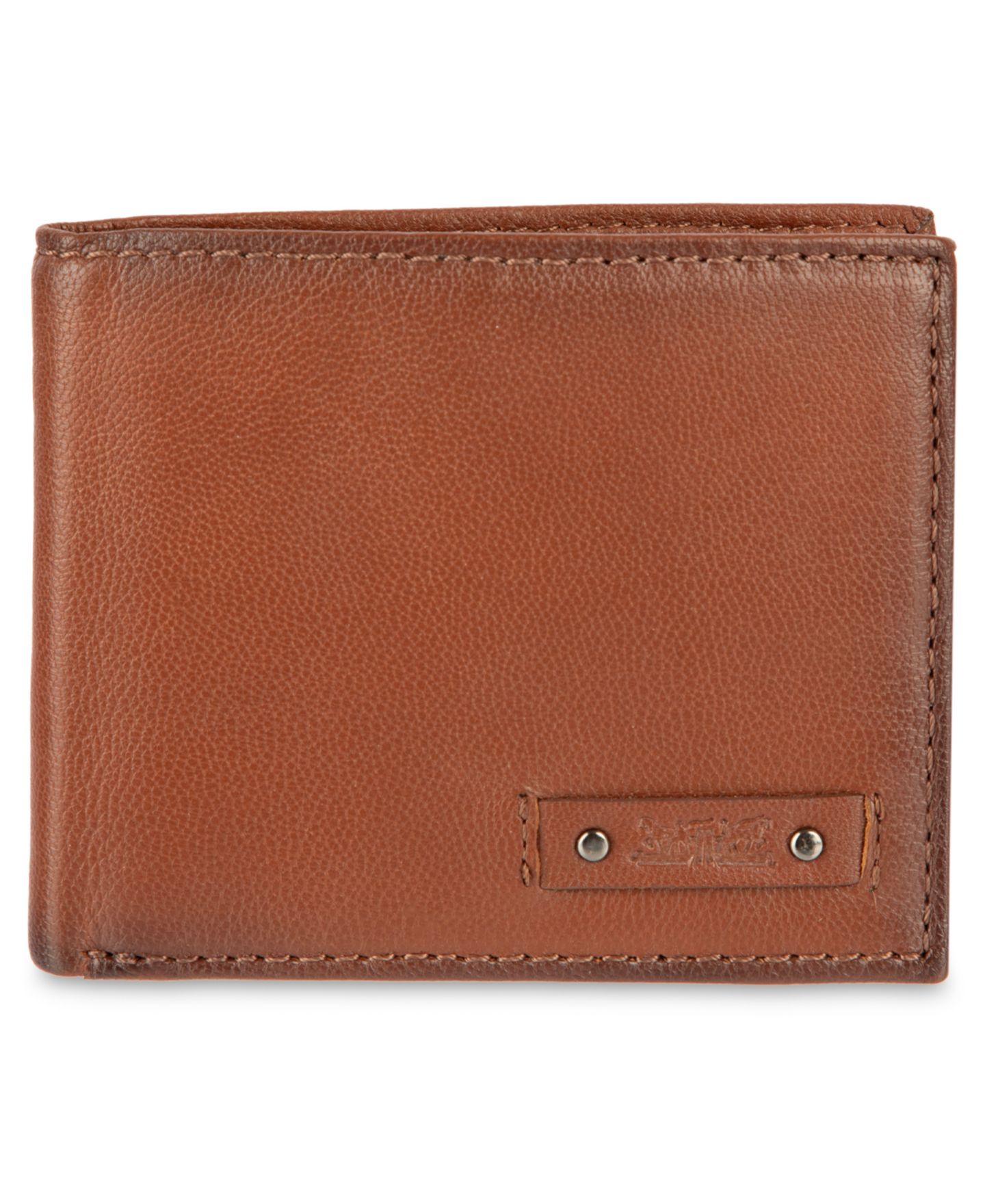 Мужской кошелёк Levi's RFID Blocking Extra-Capacity Genuine Leather Bifold Wallet, цвет: Рыжевато-коричневый — фото 1