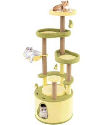 62.5 Inch Avocado Shaped Cat Tower with Convertible Private Condo and Jute Scratching Posts