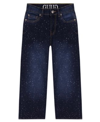 Girls' 7-16 Mid-Rise Multi Studded Wide Leg Jeans