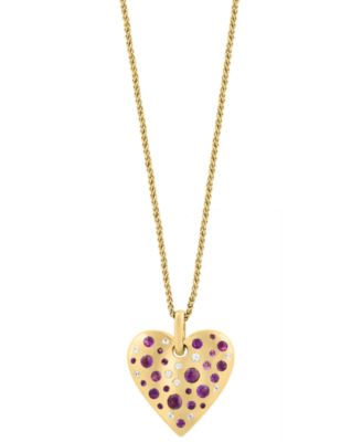 Amethyst and Zircon Heart Pendant Necklace (1-1/6 ct. t.w.) in 14k Yellow Gold over Sterling Silver