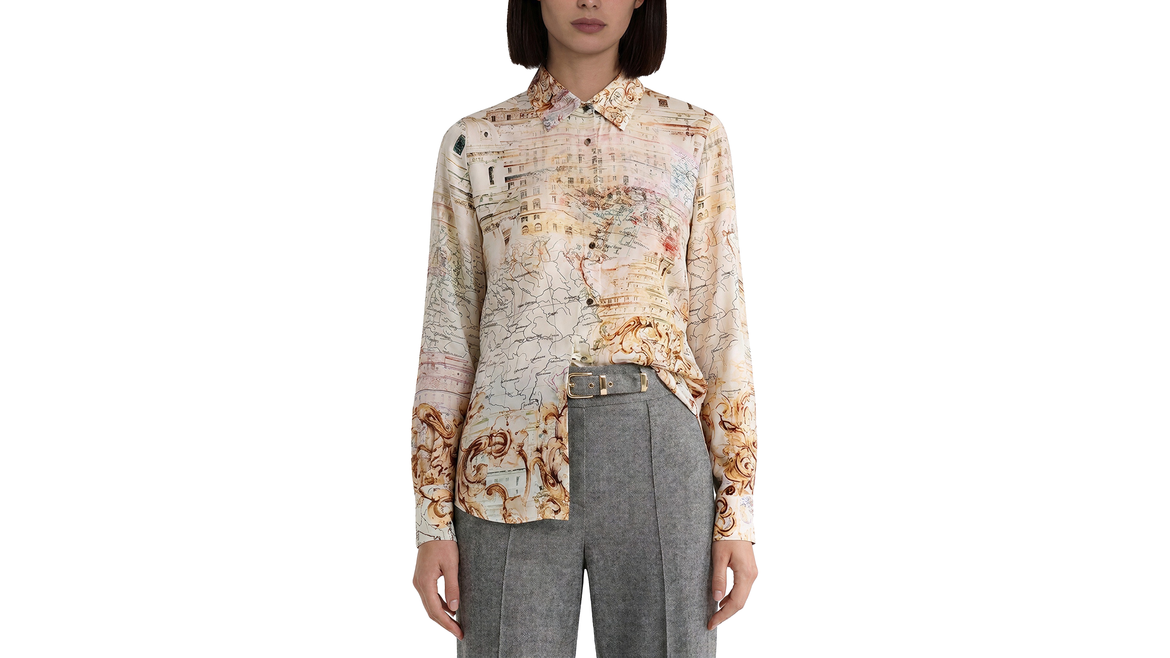 Elie Tahari Women's The Madeline Silk-Blend Printed Long-Sleeve Print Blouse