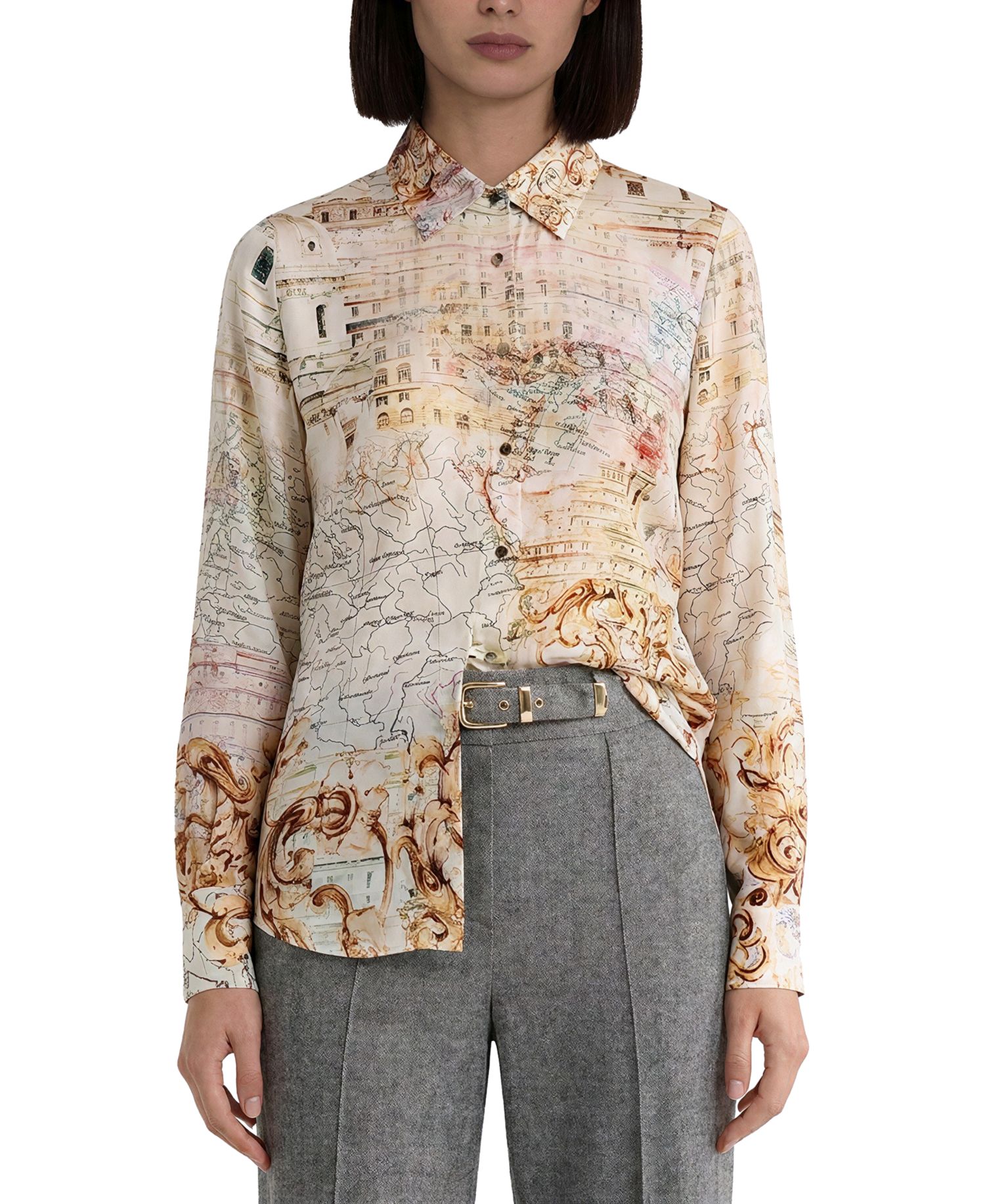 Women's The Madeline Silk-Blend Printed Long-Sleeve Print Blouse