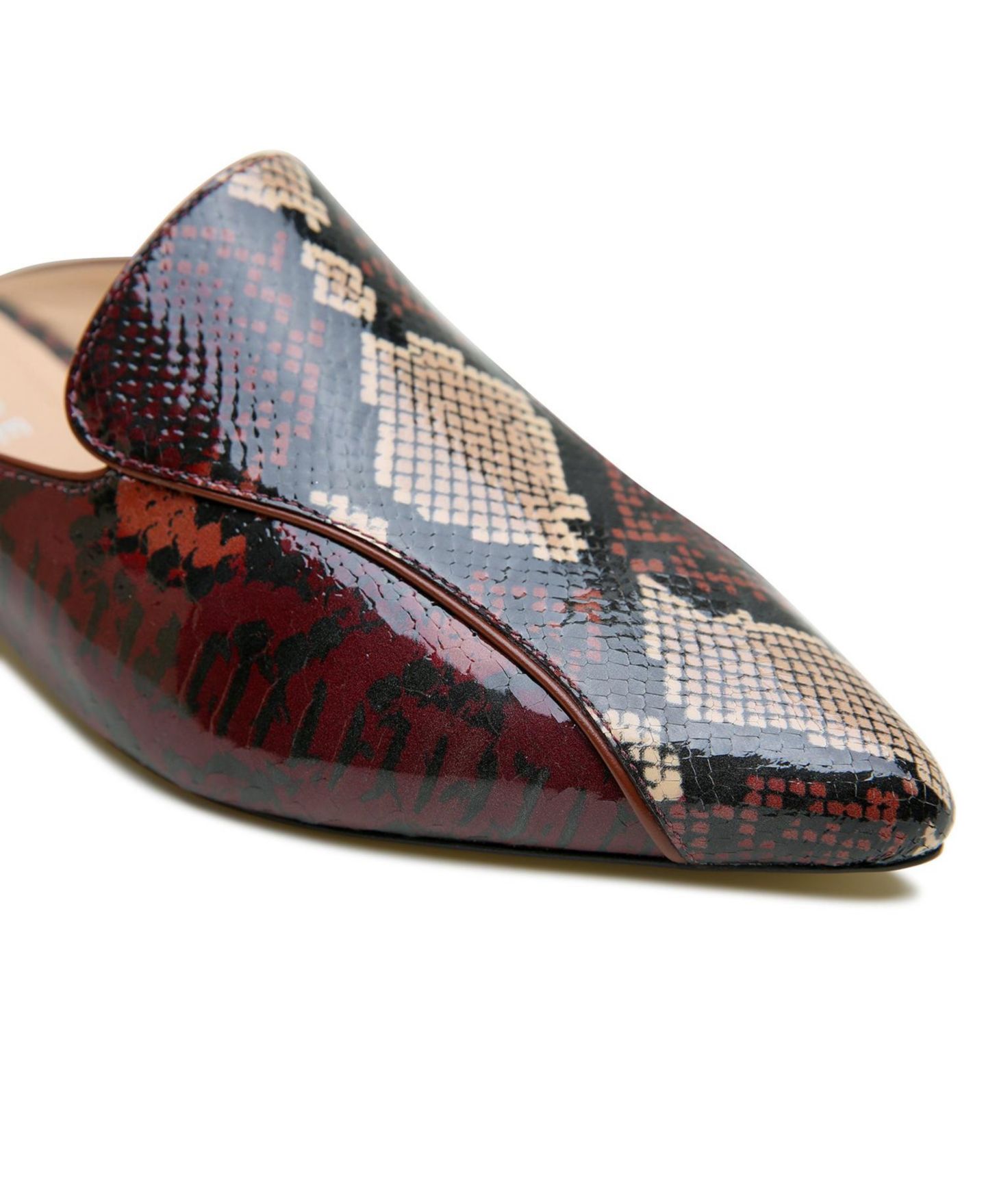 Женские сандалии Alterre Marilyn Pointed-Toe Block-Heel Python Loafer, цвет: Бордовый — фото 6